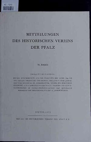 Seller image for Mitteilungen Des Historischen Vereins Der Pfalz. 70. Band. for sale by Antiquariat Bookfarm