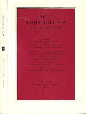 Bild des Verkufers fr Acta Philosophica. Rivista Internazionale di Filosofia, fascicolo I, volume 17, anno 2008 zum Verkauf von Biblioteca di Babele