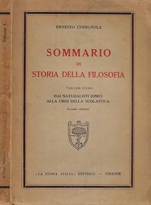 Bild des Verkufers fr Sommario di storia della filosofia vol. I - Dai naturalisti ionici alla crisi della scolastica zum Verkauf von Biblioteca di Babele