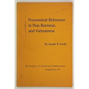 Imagen del vendedor de Pronominal Reference in Thai, Burmese, and Vietnamese. a la venta por Books of Asia Ltd, trading as John Randall (BoA)