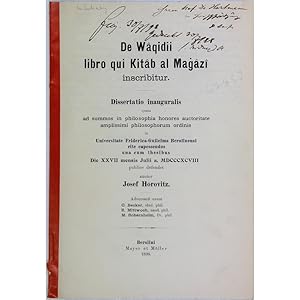 De Waqidii libro qui Kitab al Magazi inscribitur. Dissertatio inauguralis.