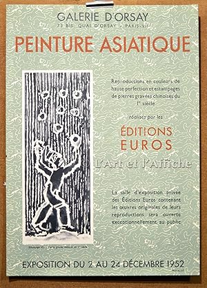 PEINTURE ASIATIQUE, Éditions Euros. Affiche d'exposition 1952.