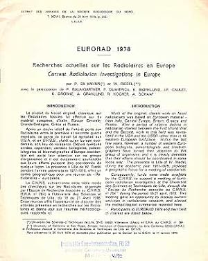 Image du vendeur pour EURORAD 1978 - Recherches actuelles sur les Radiolaires en Europe / Current Radiolarian investigations in Europe mis en vente par ConchBooks