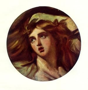 Sketch Portrait of Lady Hamilton after George Romney,Vintage Color Print