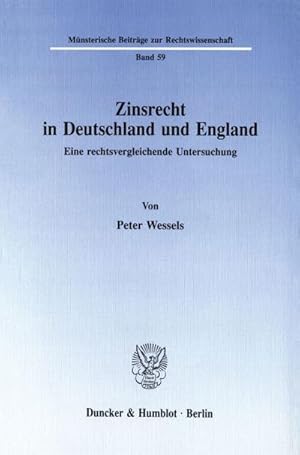 Imagen del vendedor de Zinsrecht in Deutschland und England. a la venta por BuchWeltWeit Ludwig Meier e.K.