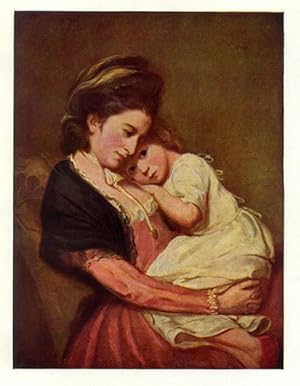 Lady With a Child after George Romney,Vintage Color Print