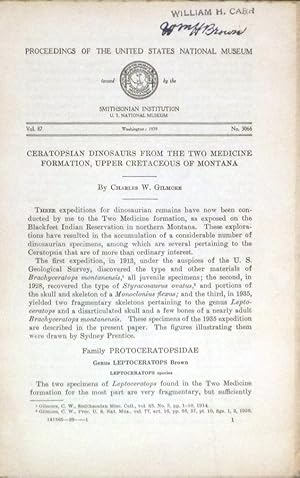 Ceratopsian Dinosaurs from the Two Medicine Formation, Upper Cretacious of Montana
