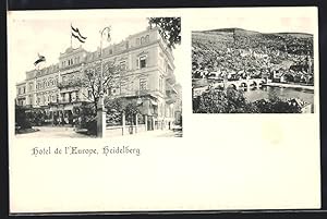 Imagen del vendedor de Ansichtskarte Heidelberg, Stadtansicht und Hotel de l`Europe a la venta por Bartko-Reher
