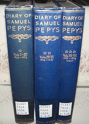 Bild des Verkufers fr The Diary of Samuel Pepys Volumes 1-8 in 3 Books zum Verkauf von Easy Chair Books