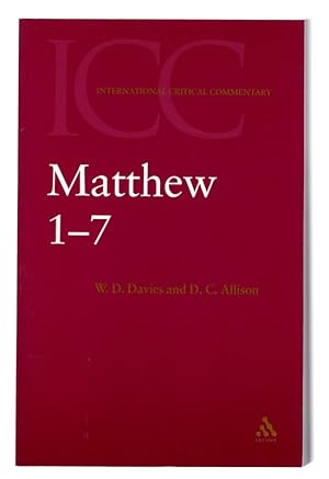 Bild des Verkufers fr THE GOSPEL ACCORDING TO SAINT MATTHEW. International Critical Commentary in Three Volumes by W. D. Davies and D. C. Allison. SET INCLUDES MATTHEW 1-7, MATTHEW 8-18. and MATTHEW 19-28. T&T Clark International, 2004. zum Verkauf von Once Read Books