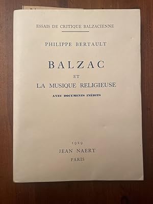 Bild des Verkufers fr Balzac et la musique religieuse avec documents indits zum Verkauf von Librairie des Possibles