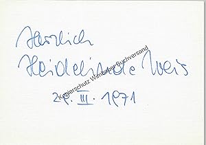 Bild des Verkufers fr Original Autogramm Heidelinde Weis /// Autograph signiert signed signee zum Verkauf von Antiquariat im Kaiserviertel | Wimbauer Buchversand