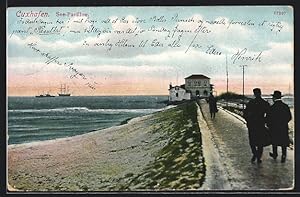 Bild des Verkufers fr Ansichtskarte Cuxhaven, See-Pavillon, Segelschiff am Horizont zum Verkauf von Bartko-Reher