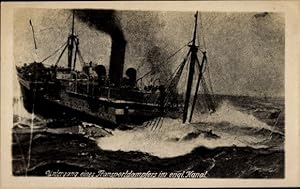 Ansichtskarte / Postkarte Untergang eines Transportdampfers im englischen Kanal