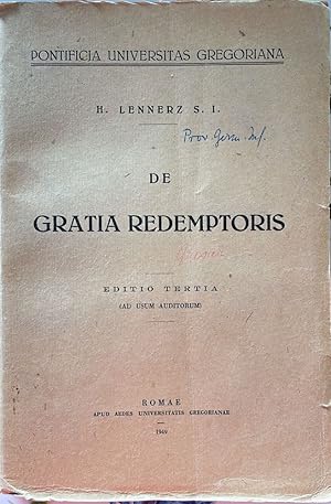 Immagine del venditore per De gratia Redemptoris. Editio tertia (ad usum auditorum) venduto da librisaggi