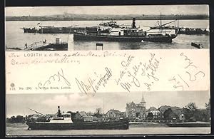 Ansichtskarte Lobith a. d. Rh., Uferpartie mit Dampfer
