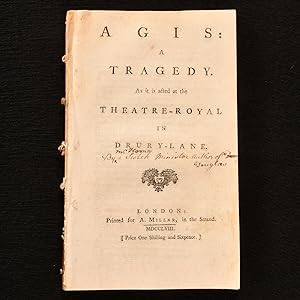 Bild des Verkufers fr Agis: A Tragedy. As it is acted at the Theatre-Royal in Drury-Lane zum Verkauf von Rooke Books PBFA