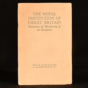 Bild des Verkufers fr The Royal Institution of Great Britain: Particulars of Membership of the Institution zum Verkauf von Rooke Books PBFA