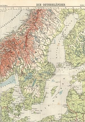 Bild des Verkufers fr Die Ostseelnder. Farbige Landkarte Mastab 1 : 5.000.000 (Ausgabe von 1900) zum Verkauf von Paderbuch e.Kfm. Inh. Ralf R. Eichmann