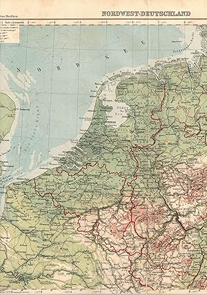 Bild des Verkufers fr Nordwest-Deutschland. Farbige Landkarte Mastab 1 : 2.500.000 (Ausgabe von 1900). zum Verkauf von Paderbuch e.Kfm. Inh. Ralf R. Eichmann