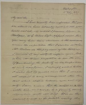 AUTOGRAPH LETTER, SIGNED, FROM WASHINGTON, 15 FEBRUARY 1827, TO HUGH PEEBLES, CONCERNING WOOL'S M...