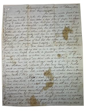 Missionary's letter to his wife Elizabeth's Grandmother from Saharanpur Northern India in 1856 in...