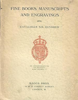 Catalogue 600: A Selection of Books, Manuscripts, Bindings, Sporting Prints and Autograph Letters...