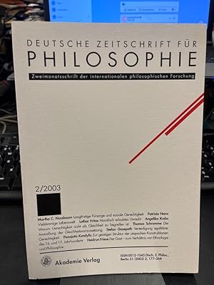 Bild des Verkufers fr Deutsche Zeitschrift fr Philosophie 2003 51. Jahrgang Heft 2. Schwerpunkt: Wert der Gleichheit. Zweimonatsschrift der internationalen philosophischen Forschung. zum Verkauf von Altstadt-Antiquariat Nowicki-Hecht UG