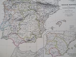 Andalusia Iberia Spain Portugal Catholic Church Archdiocese 1880 Menke map