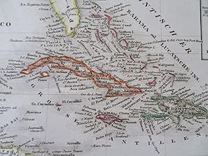 Caribbean Sea & Central America Cuba Jamaica Havana c. 1849 detailed Meyer map