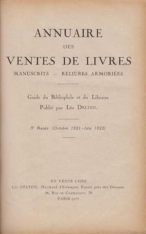 Imagen del vendedor de Annuaire des Ventes d'Estampes. Guide de l'amateur. Sixime anne (octobre 1921 - juin 1922 a la venta por PRISCA