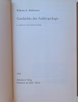 Bild des Verkufers fr Geschichte der Anthropologie. zum Verkauf von books4less (Versandantiquariat Petra Gros GmbH & Co. KG)