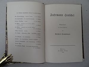 Fuhrmann Henschel. Schauspiel in fünf Akten. Berlin, Fischer, 1899. 4 Blätter, 100 S. Halbleder d...