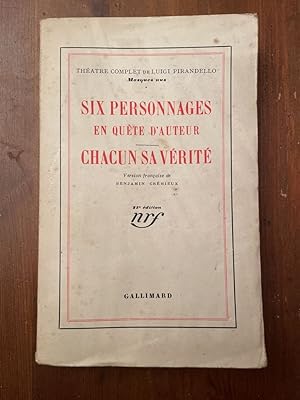 Image du vendeur pour Six personnages en qute d'auteur, Chacun sa vrit mis en vente par Librairie des Possibles