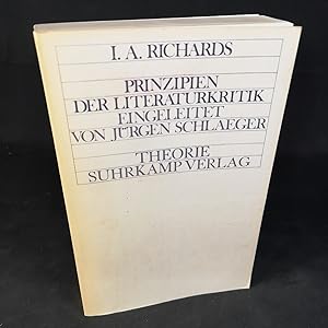 Seller image for Prinzipien der Literaturkritk. Einleitung und aus dem Englischen von Jrgen Schlaeger. for sale by ANTIQUARIAT Franke BRUDDENBOOKS