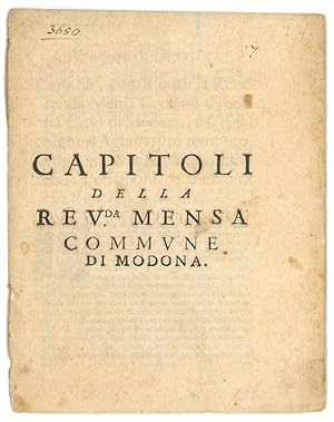 Seller image for della Rev.da Mensa Commune di Modona for sale by Libreria Alberto Govi di F. Govi Sas