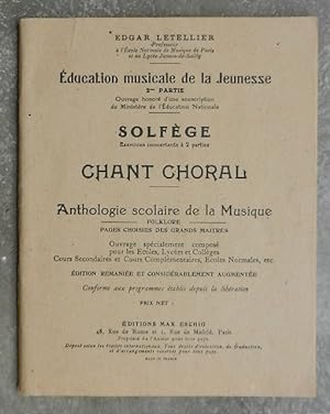 Education musicale de la jeunesse, 2me partie. Solfège. Exercices concertants à 2 parties. Chant ...