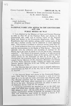 NATIONAL PARKS AND ACCESS TO THE COUNTRYSIDE ACT, 1949 PUBLIC RIGHTS OF WAY 30th June, 1950 CIRCU...