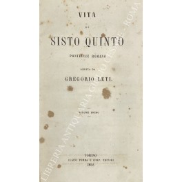 Bild des Verkufers fr Vita di Sisto Quinto Pontefice romano zum Verkauf von Libreria Antiquaria Giulio Cesare di Daniele Corradi