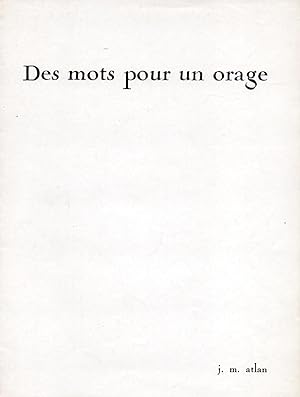 Seller image for Des mots pour un orage. for sale by Librairie Jean-Yves Lacroix
