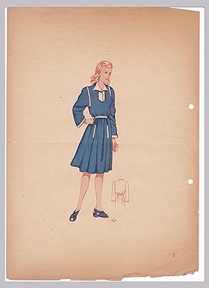 Mode Auftragsbestätigung RLK ca. 1940er oder 1950er Jahre blanko Kleid Frau