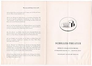 Beilage Schiller-Theater Berlin-Charlottenburg Shaw Die Häuser des Herrn Sartorius