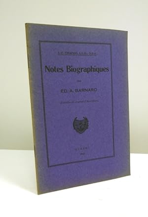 Seller image for Notes biographiques sur Ed. A. Barnard (extraites du Journal d'agriculture) for sale by Jean-Claude Veilleux, Libraire