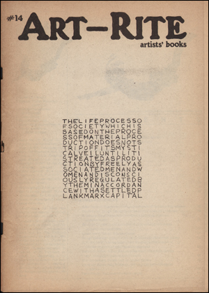 Bild des Verkufers fr Art-Rite, No. 14 (Winter 1976 - 1977) Artists' Books zum Verkauf von Specific Object / David Platzker