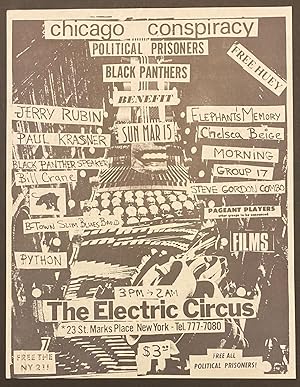 Chicago conspiracy political prisoners, Black Panthers Benefit. The Electric Circus [handbill]