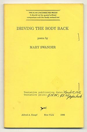 Bild des Verkufers fr Driving the Body Back zum Verkauf von Between the Covers-Rare Books, Inc. ABAA