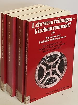 Bild des Verkufers fr Lehrverurteilungen - kirchentrennend? (4 Bnde KOMPLETT) - Bd.I: Rechtfertigung, Sakramente und Amt im Zeitalter der Reformation und heute/ Bd.II: Materialien zu den Lehrverurteilungen und zur Theologie der Rechtfertigung/ Bd.III: Materialien zur Lehre von den Sakramenten und vom kirchlichen Amt/ Bd.IV: Antworten auf kirchliche Stellungnahmen. zum Verkauf von books4less (Versandantiquariat Petra Gros GmbH & Co. KG)