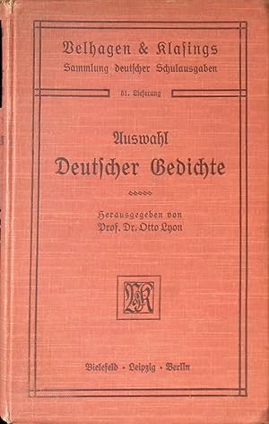 Bild des Verkufers fr Auswahl Deutscher Gedichte. zum Verkauf von books4less (Versandantiquariat Petra Gros GmbH & Co. KG)