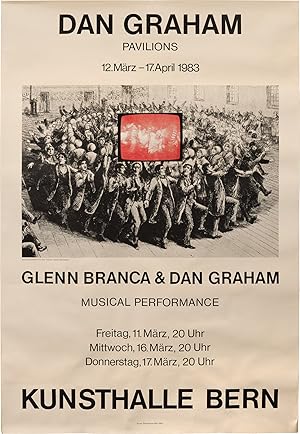 Original poster for Dan Graham's retrospective exhibition Pavilions, with Musical Performances by...