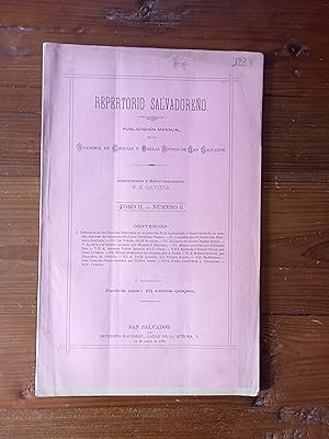 Seller image for REPERTORIO SALVADOREO. Publicacin mensual de la Academia de Ciencias y Bellas Letras de San Salvador. Tomo II. Nmero 6. Junio de 1889 for sale by Itziar Arranz Libros & Dribaslibros